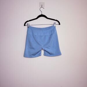 CELER Seamless Scrunch Butt Biker Shorts Blue High Waisted Gym Yoga Size L